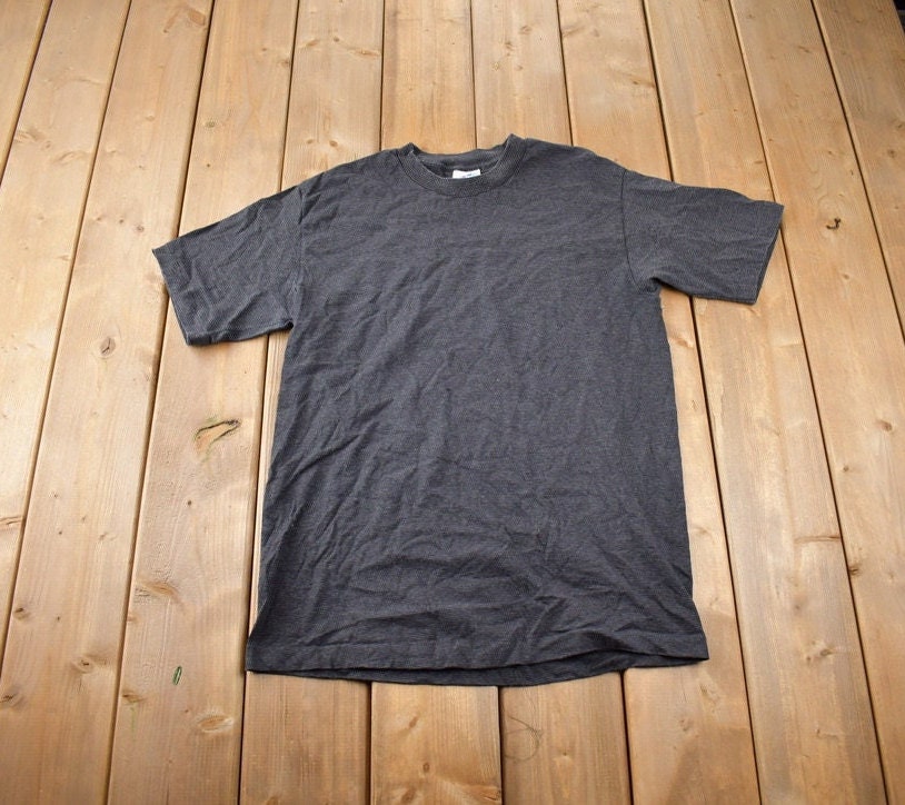 Vintage 1990s Blank Tee Jays Striped T-Shirt Made In USA Size L