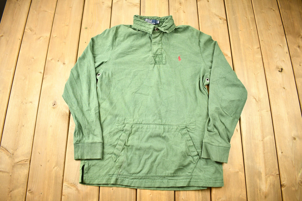Vintage 1990s Polo Ralph Lauren Quarter Button Green Sweatshirt