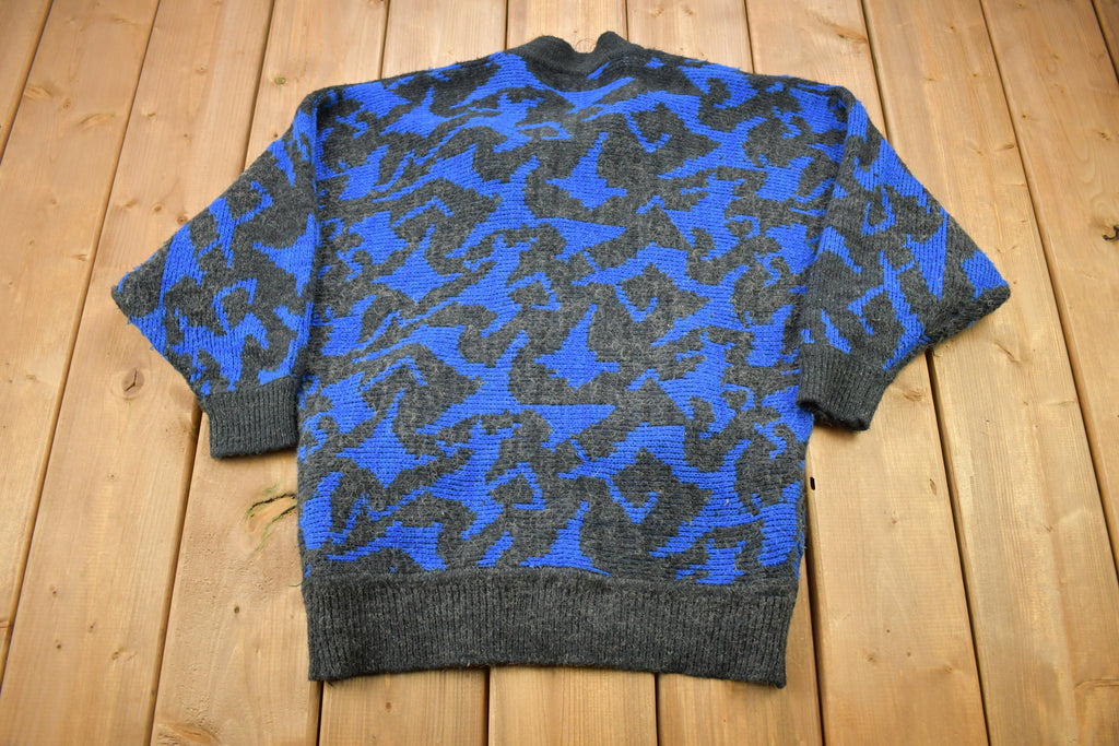 Vintage 1990s All Over Pattern Knitted Cardigan Sweater /