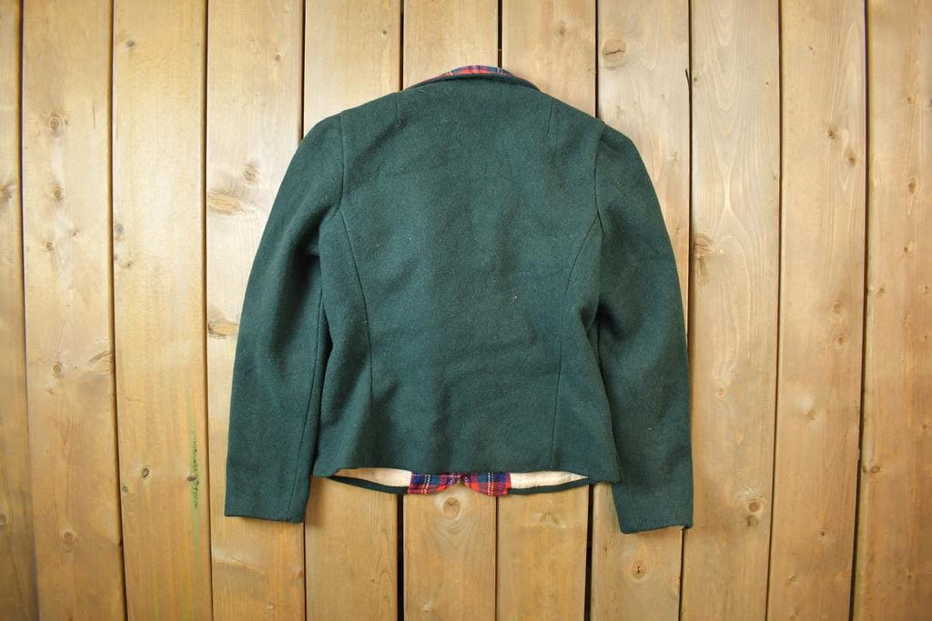 Vintage 1980s Double Button Plaid Wool Jacket