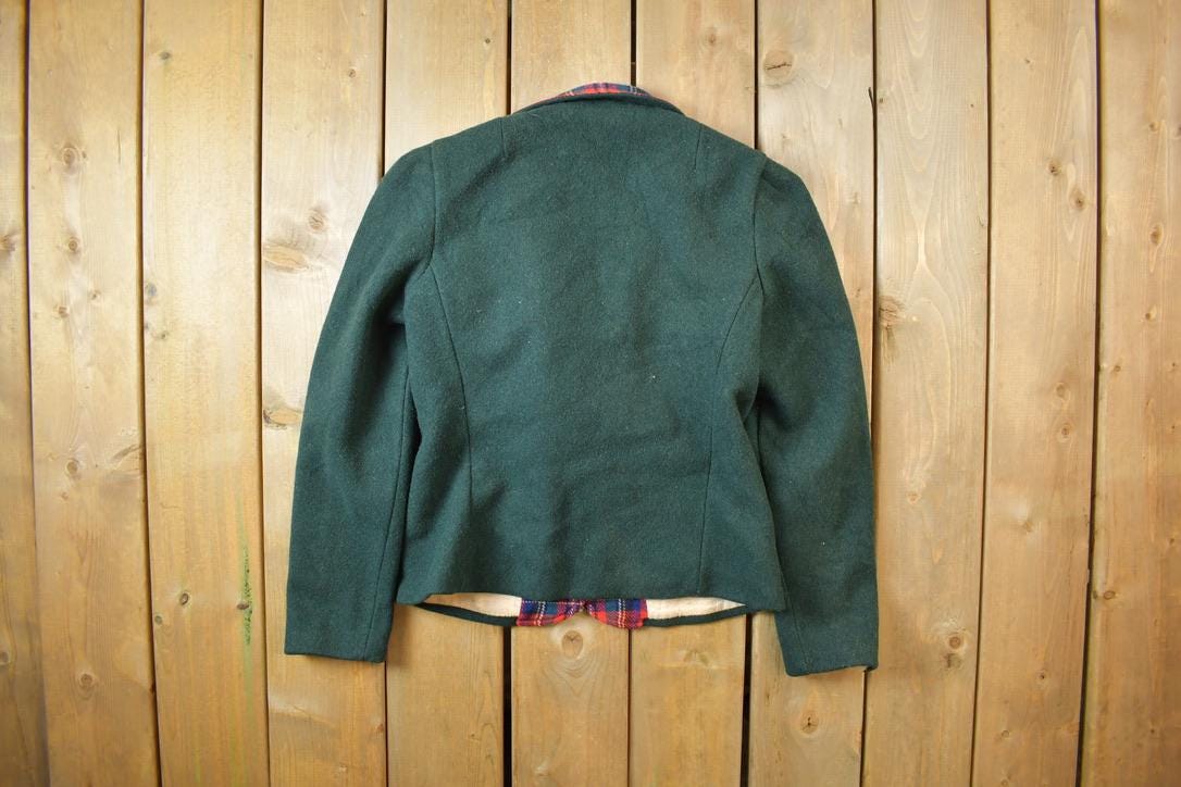 Vintage 1980s Double Button Plaid Wool Jacket