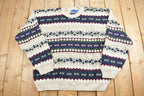 Vintage 1990s Town Craft Knitted Sweater  Vintage 90s Crewneck  Pattern Sweater  Outdoorsman  Pullover Sweatshirt  Made in USA