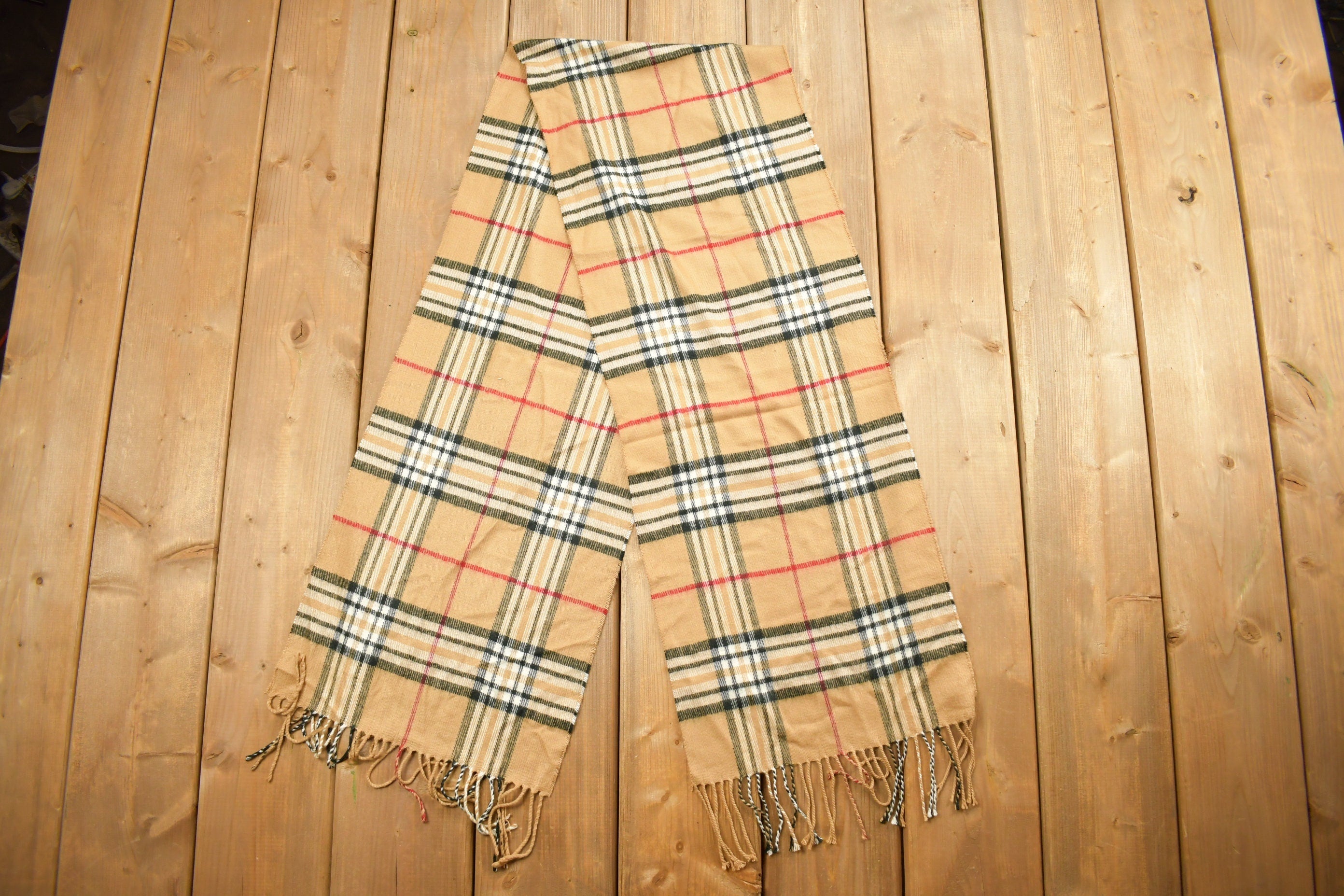 Vintage 1980s Scotland Scarf Co. Plaid Winter Scarf 100% Cashmere
