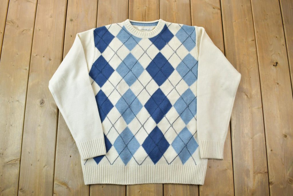 Vintage 1990s Cefers Argyle Knit Crewneck Sweater