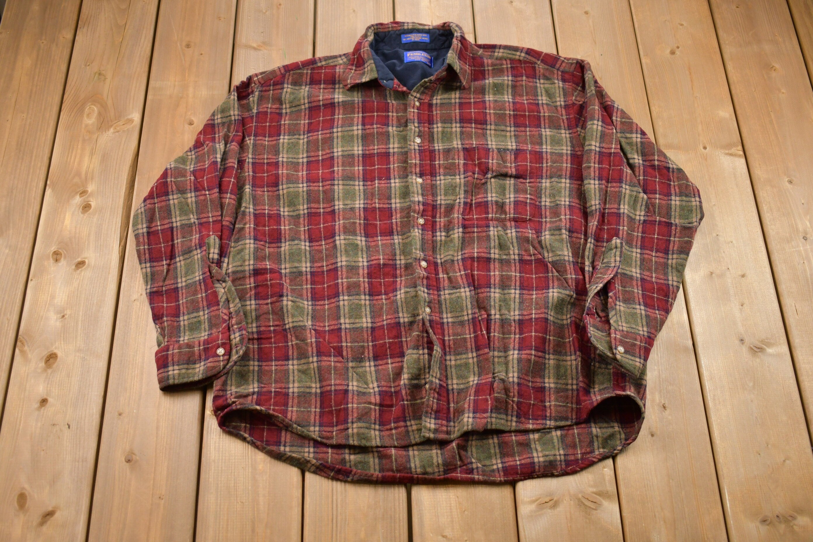 Vintage 1990s Pendleton Plaid Button Up Board Shirt