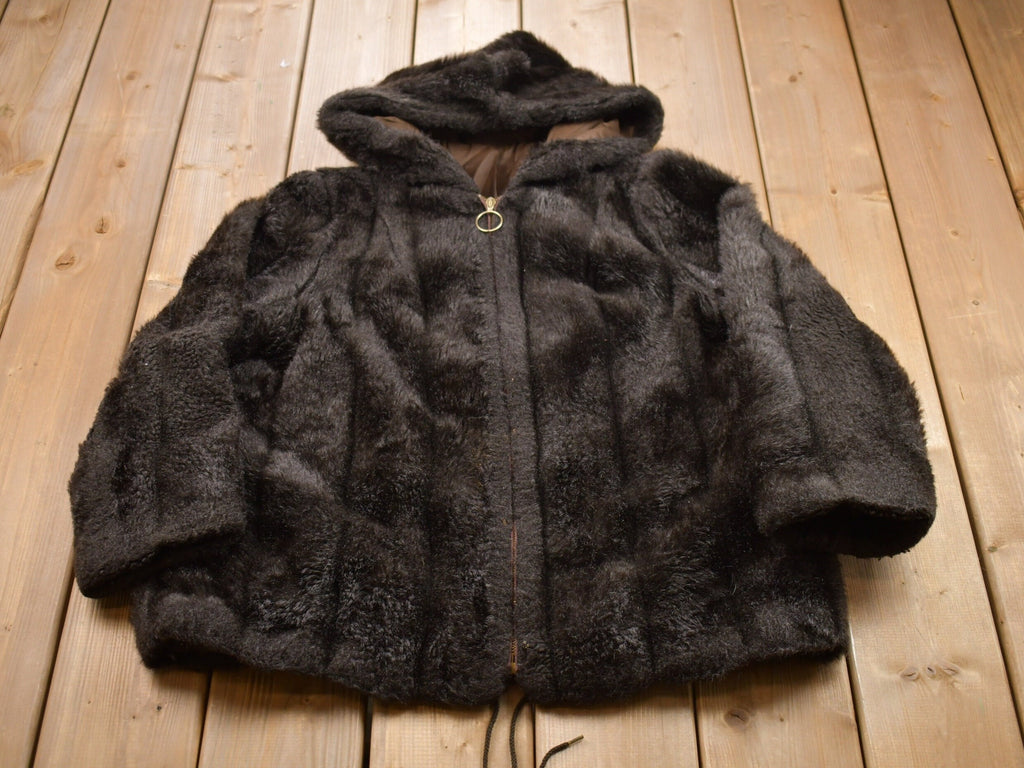 Vintage 1980s Brown Faux Fur Coat