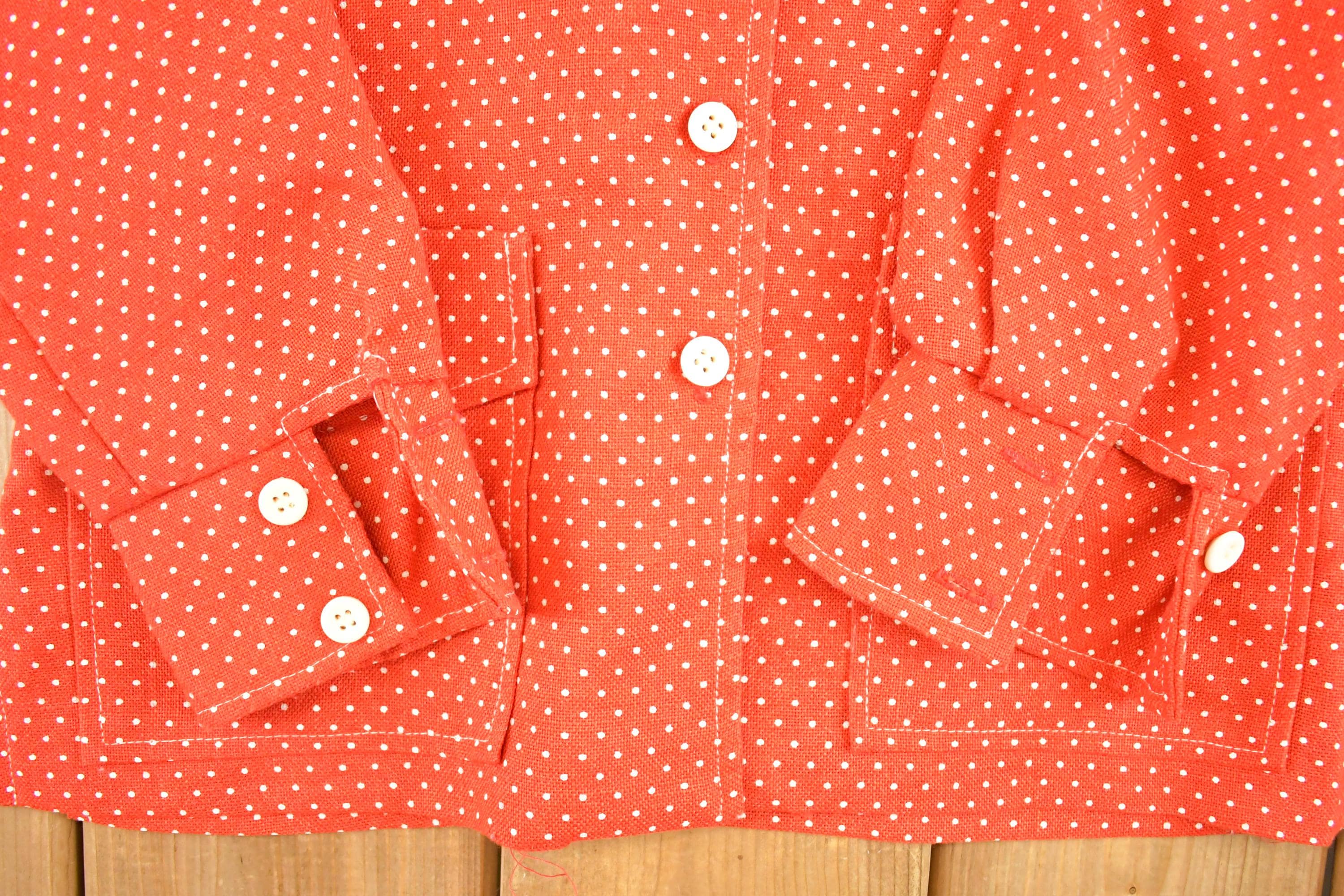 Vintage 1960s Polka Dot Button Up Shirt Men's S /