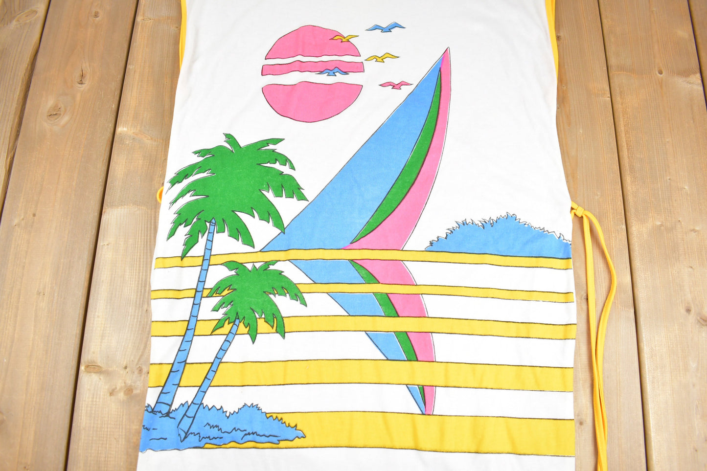 Vintage 1980s Curacao Beach Souvenir T Shirt Dress / Streetwear / Graphic Shirt Dress / Beach Dress / Vacation Tee / Travel T Shirt