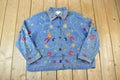 Vintage 1990s Denim Floral Loop Embroidered Button Up Shirt