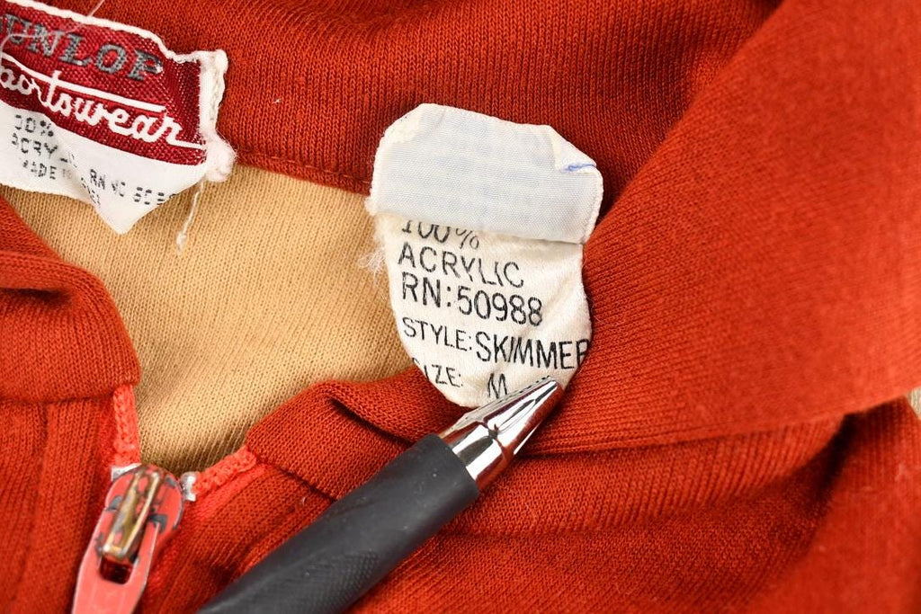 Vintage 1990s Dunlop Sportswear Red and Tan Blank Zip Up Hoodie