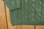 Vintage 1990s Forest Green Cable Knit Crewneck Sweater