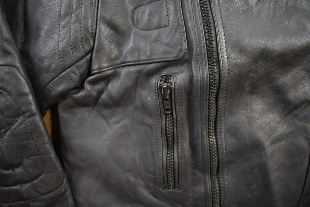 Vintage 1990s Eurox Leather Cafe Racer Biker Jacket