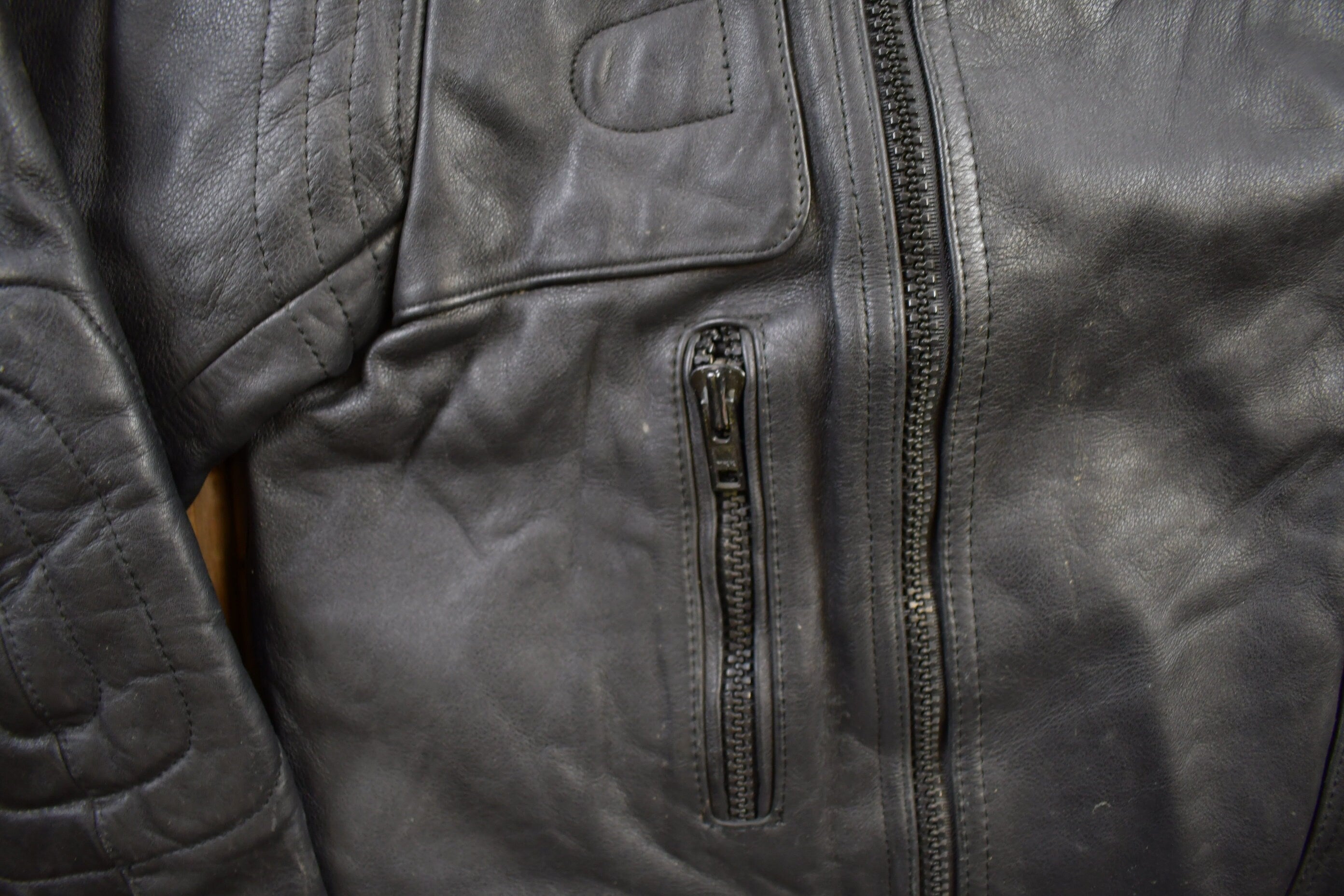 Vintage 1990s Eurox Leather Cafe Racer Biker Jacket