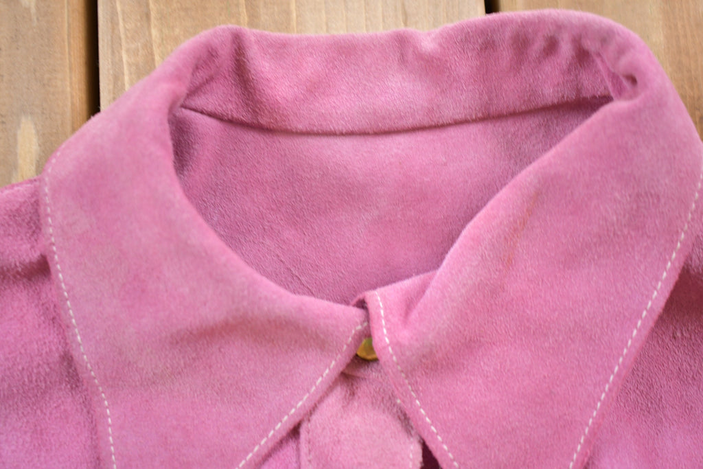 Vintage 1960s Pink Suede Leather Button Up Jacket