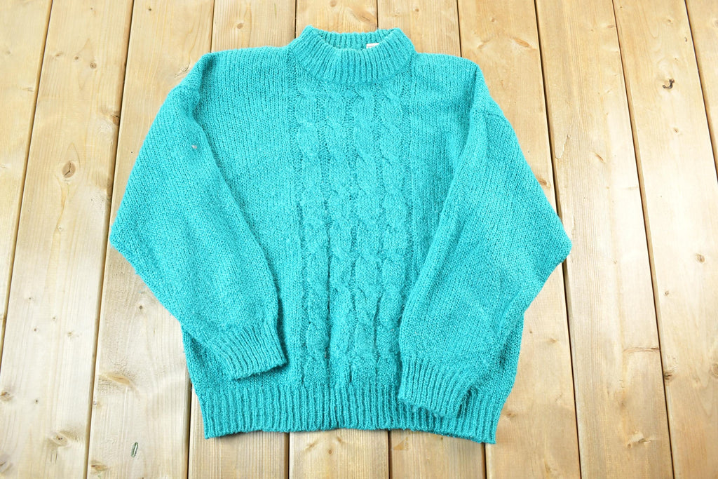 Vintage 1980s Bristol Court Cable Knit Crewneck Sweater Mens L