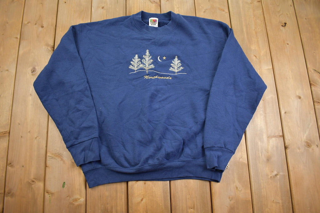 Vintage 1990s Northwoods Embroidered Nature Souvenir Crewneck Sweatshirt - XL