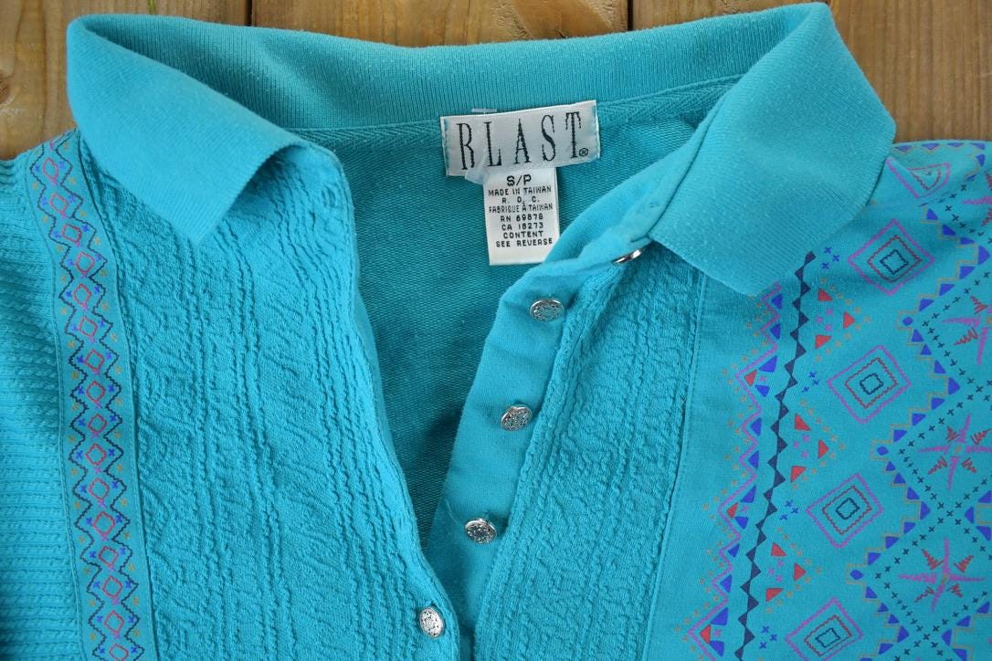 Vintage 1990s Blast Quarter Button Collared Crewneck Sweatshirt