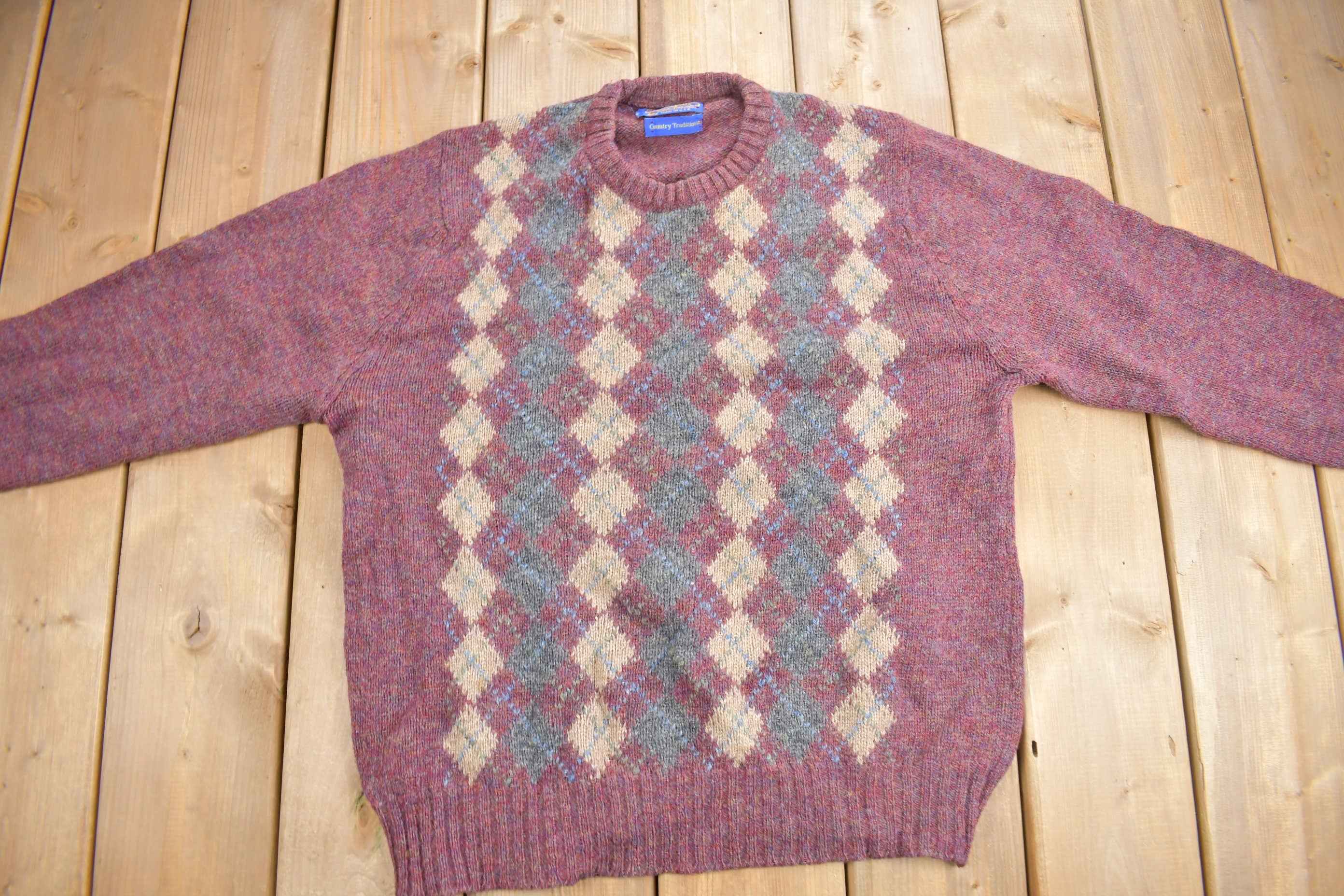 Vintage 1990s Pendleton Country Traditional 100% Virgin Wool Knit Crewneck Sweater