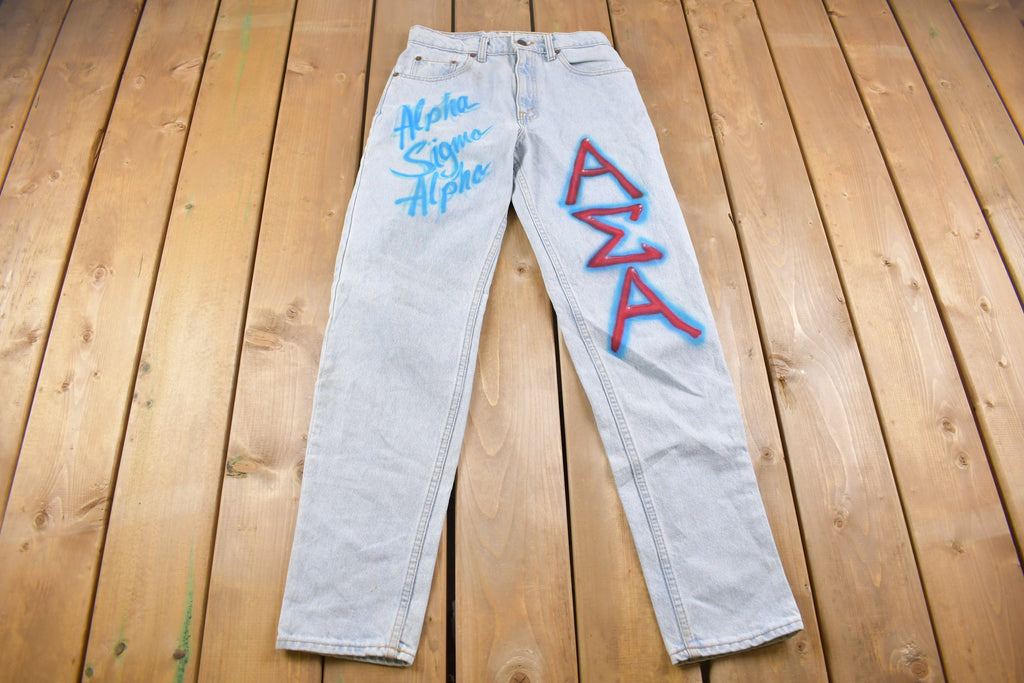 Vintage 1990s Levi's 550 Red Tab Spray Paint Jeans Size 28 x 30