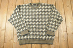 Vintage 1990s Jantzen Knit Crewneck Sweater  90s Crewneck  Made In USA  Preppy