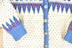 Vintage 1970's Abstract Snowflake Wool Knit Cardigan Sweater Women's S