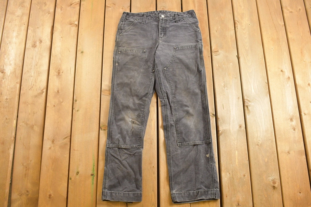 Vintage 1990s Carhartt Black Double Knee Work Pants Size 31 x 29