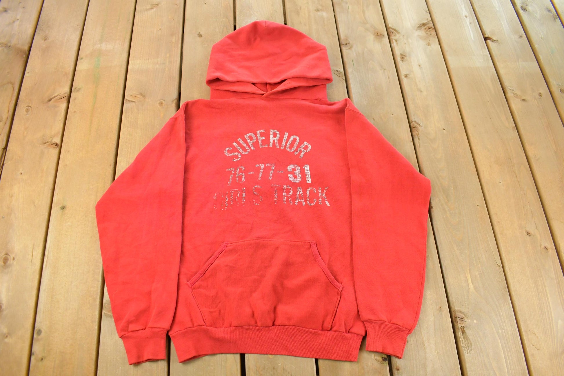 Vintage 1970s Superior Girls Track Russell Athletics Blank Hoodie Men's Small