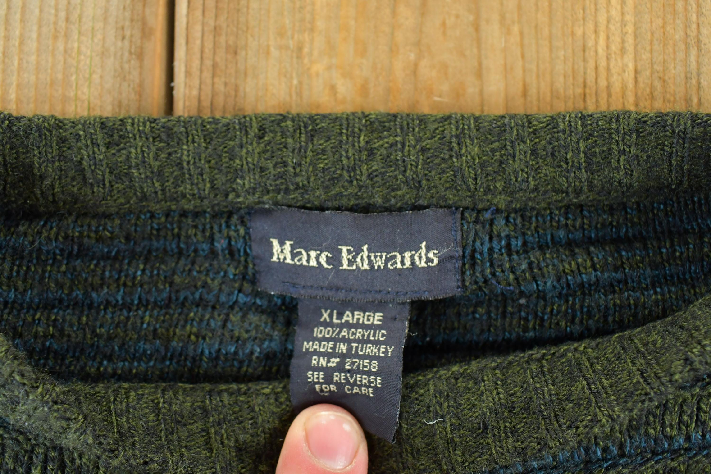 Vintage 1990s Marc Edwards Knit Abstract Pattern Crewneck Sweater Mens X Large