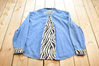 Vintage 1990s Dressbarn Embroidered Zebra Button Up Long Sleeve Shirt