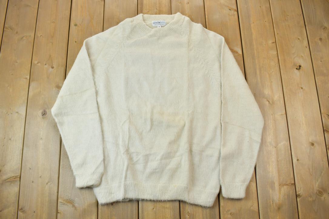 Vintage 1990s South End Imports 100% Cream Wool Knit Sweater