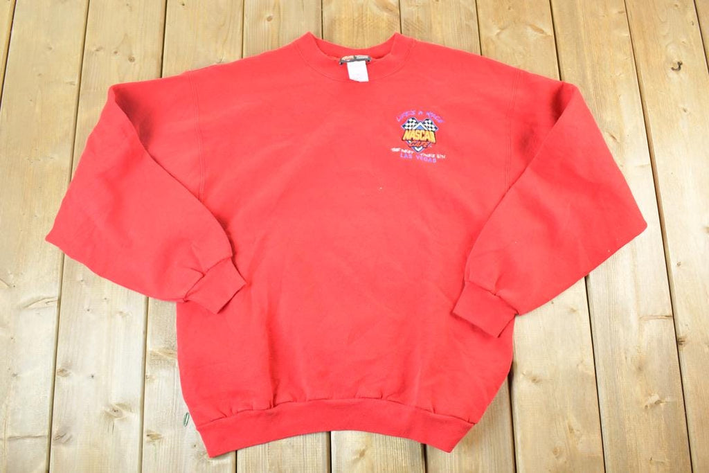 Vintage 1990s Nascar Life's A Race Las Vegas Crewneck Sweatshirt Mens L