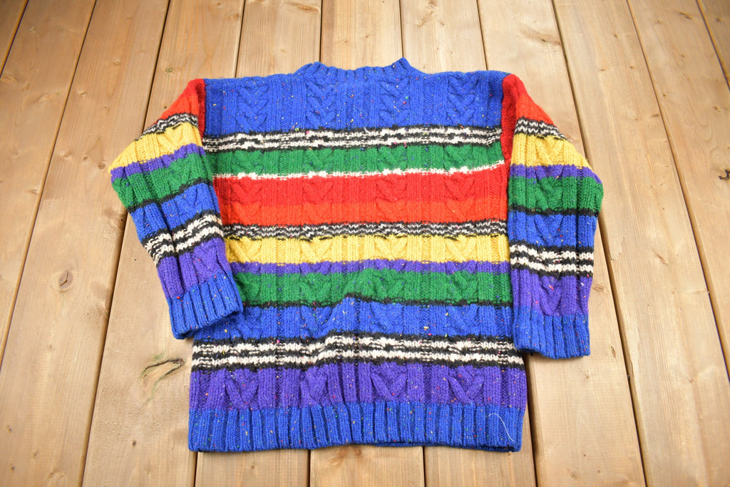 Vintage 1990s The Limited Rainbow Cable Knit Mockneck Sweater