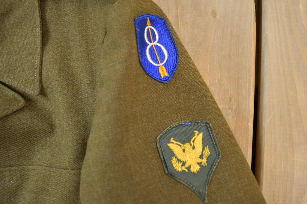 Vintage Wool Military Button Up Patched Army Jacket