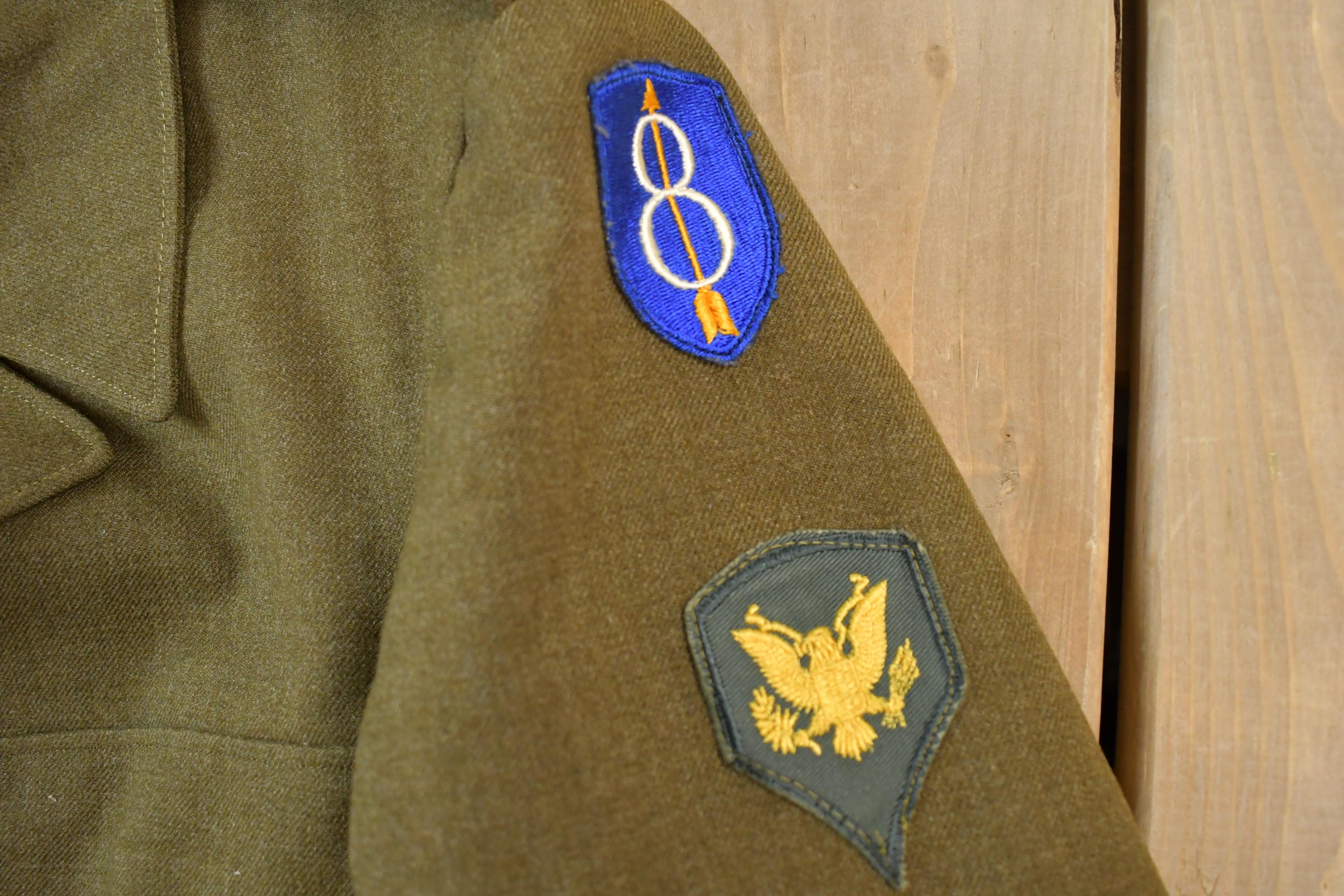Vintage Wool Military Button Up Patched Army Jacket