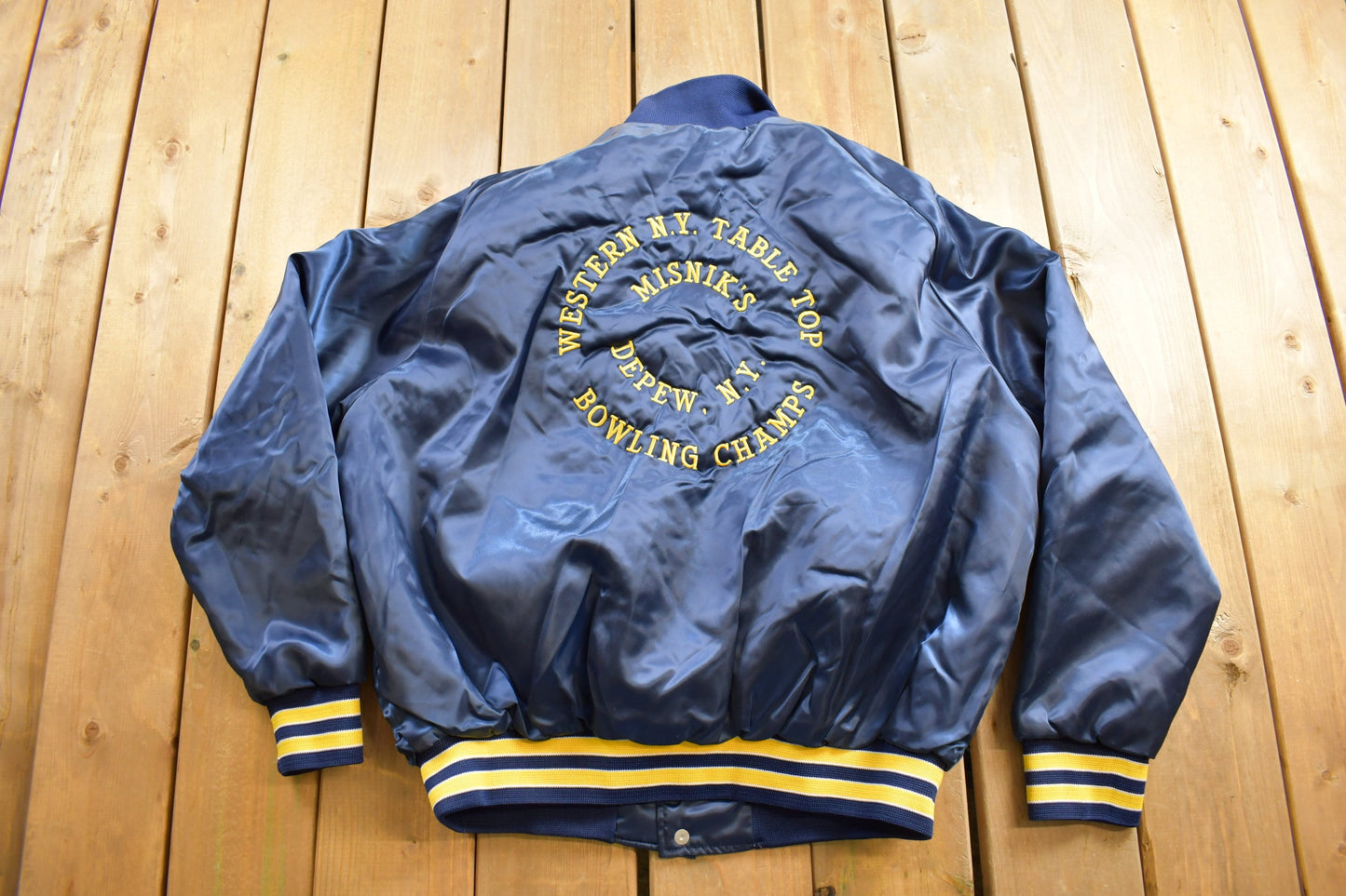 Vintage 1980s Bowling Champs 'Dennis' Satin Jacket / Snap Button / Streetwear / Souvenir Jacket / Made In USA / Work Jacket / Aristo Jac