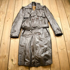 Vintage 1970s Full Length Brown Leather Trench Coat