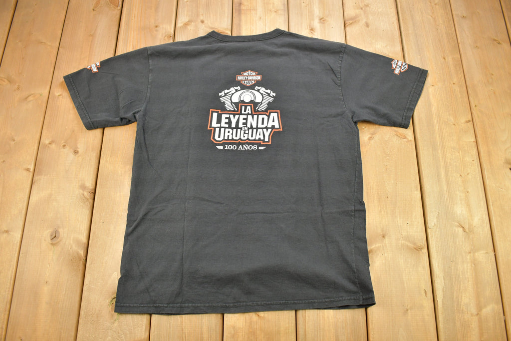 Vintage 1990s Harley Davidson La Leyenda En Uraguay 100 Anos T-Shirt