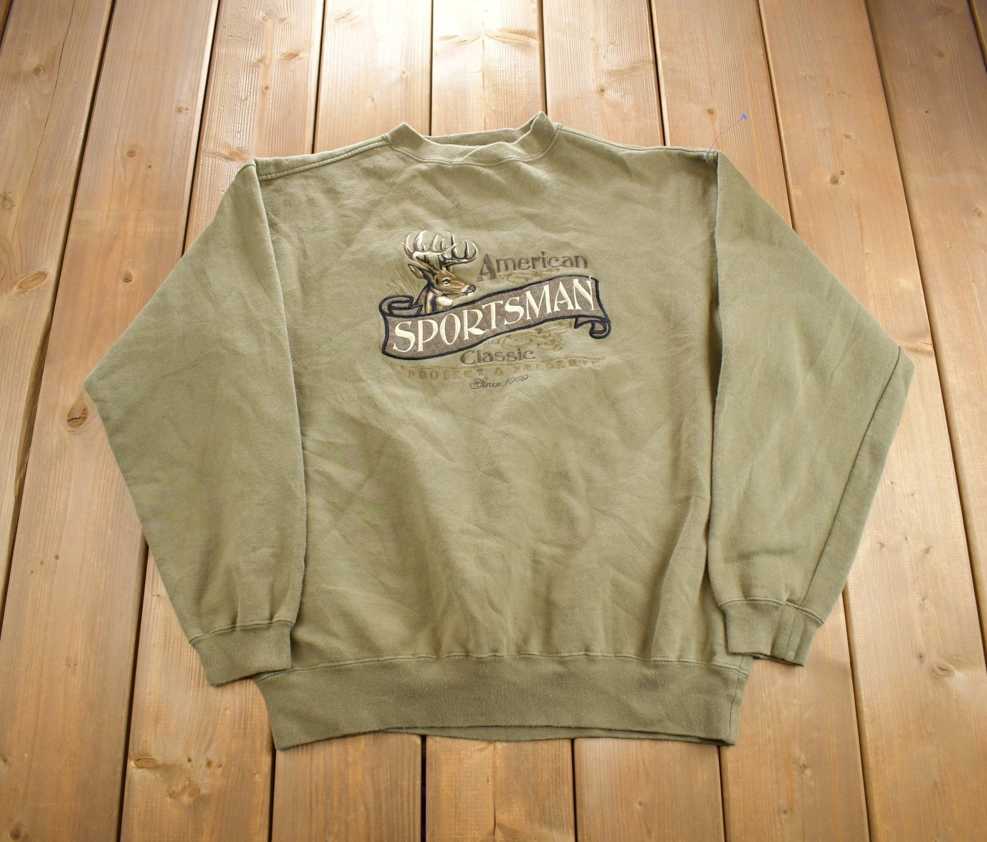Vintage 1990s American Sportsman Lost Terrain Crewneck Sweatshirt Made In USA