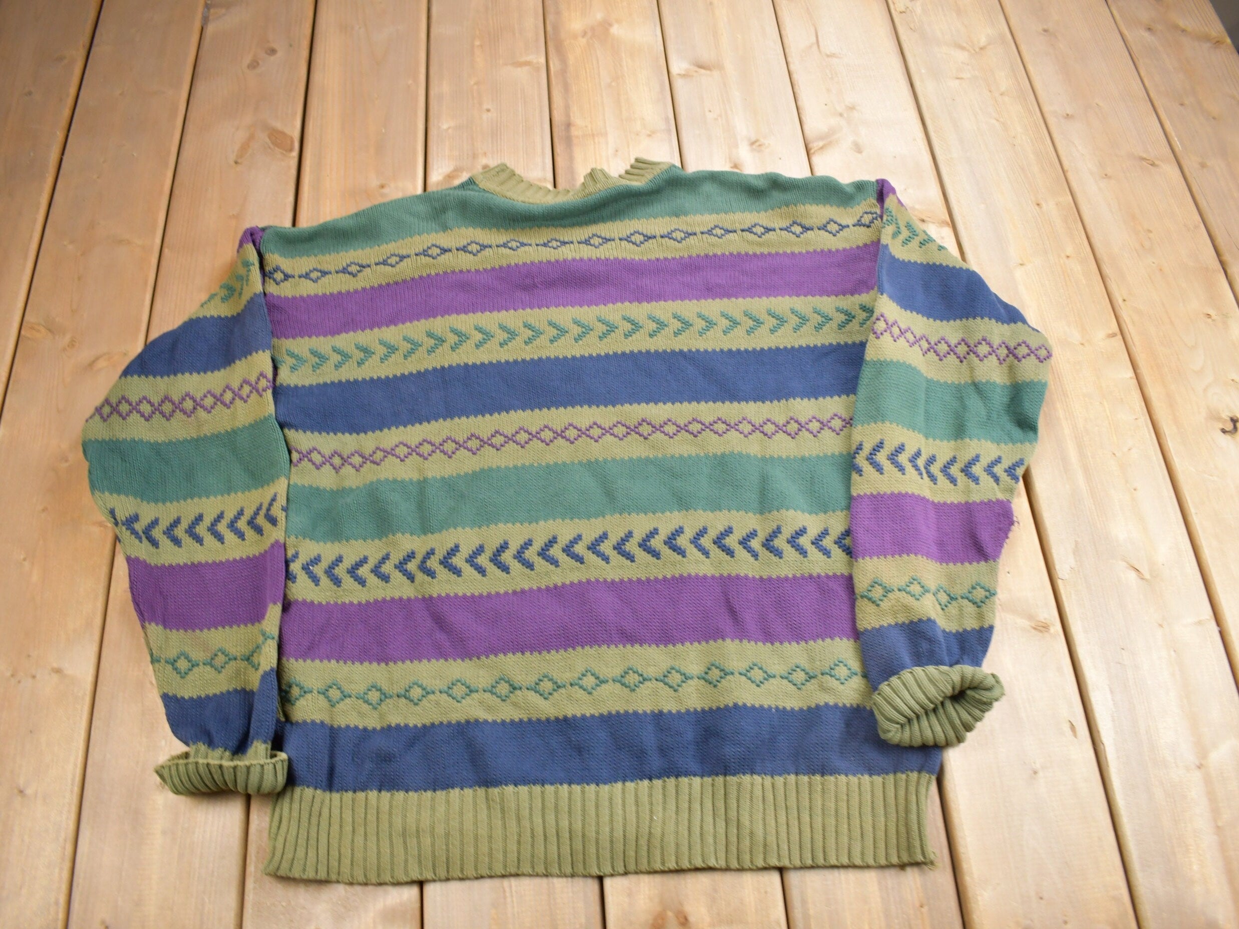 Vintage 1980s Striped Knit Crewneck Sweater