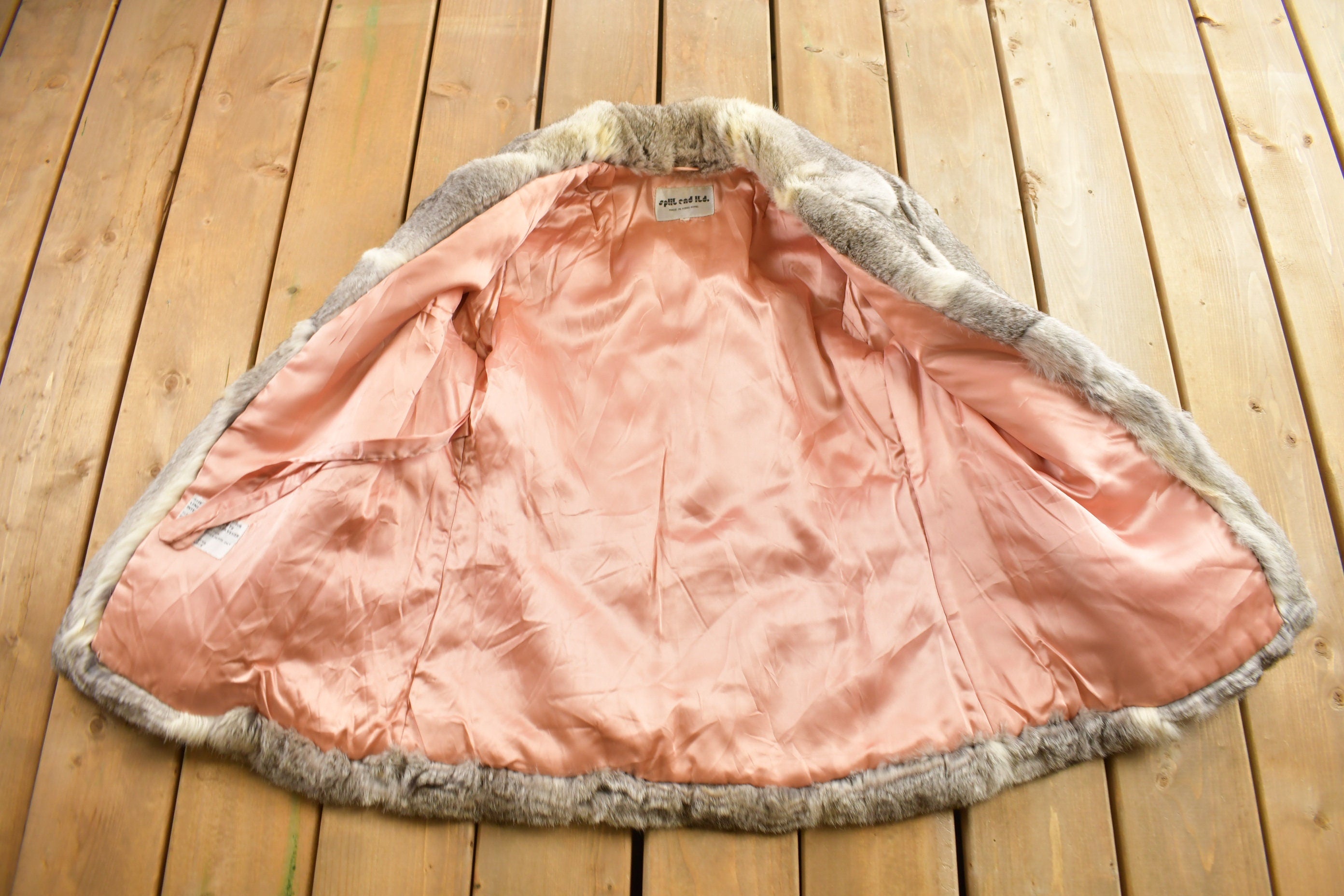 Vintage 1980s Split Cad Dyed Rabbit Fur Coat