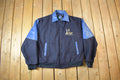 Vintage 1990s Manitoba Hydro Embroidered Logo Leather & Wool Varsity Jacket