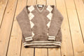 Vintage 1990s Andean Sun Baby Alpaca Argyle Knit Crewneck Sweater