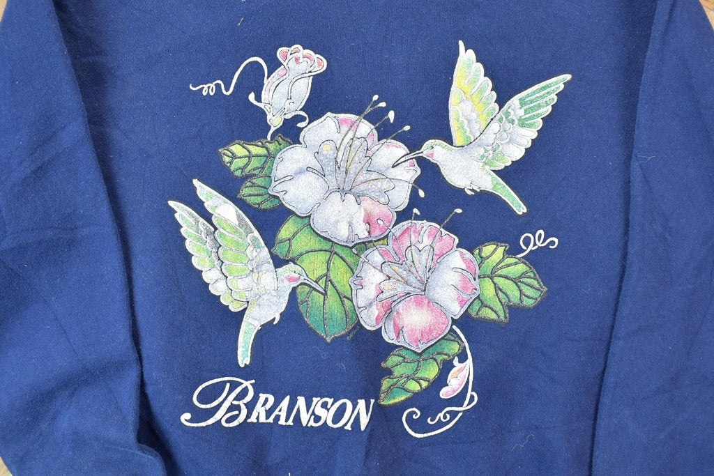 Vintage 1990s Branson Miller Hummingbird Gold Floral Design Crewneck