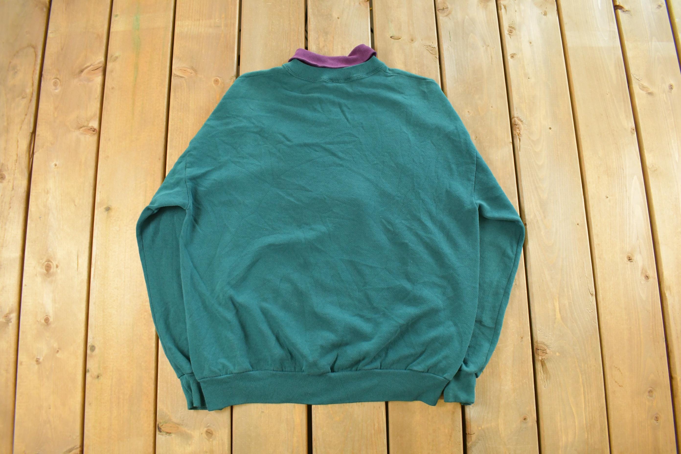 Vintage 1990s Floral Turtleneck Graphic Crewneck Sweatshirt Womens Large