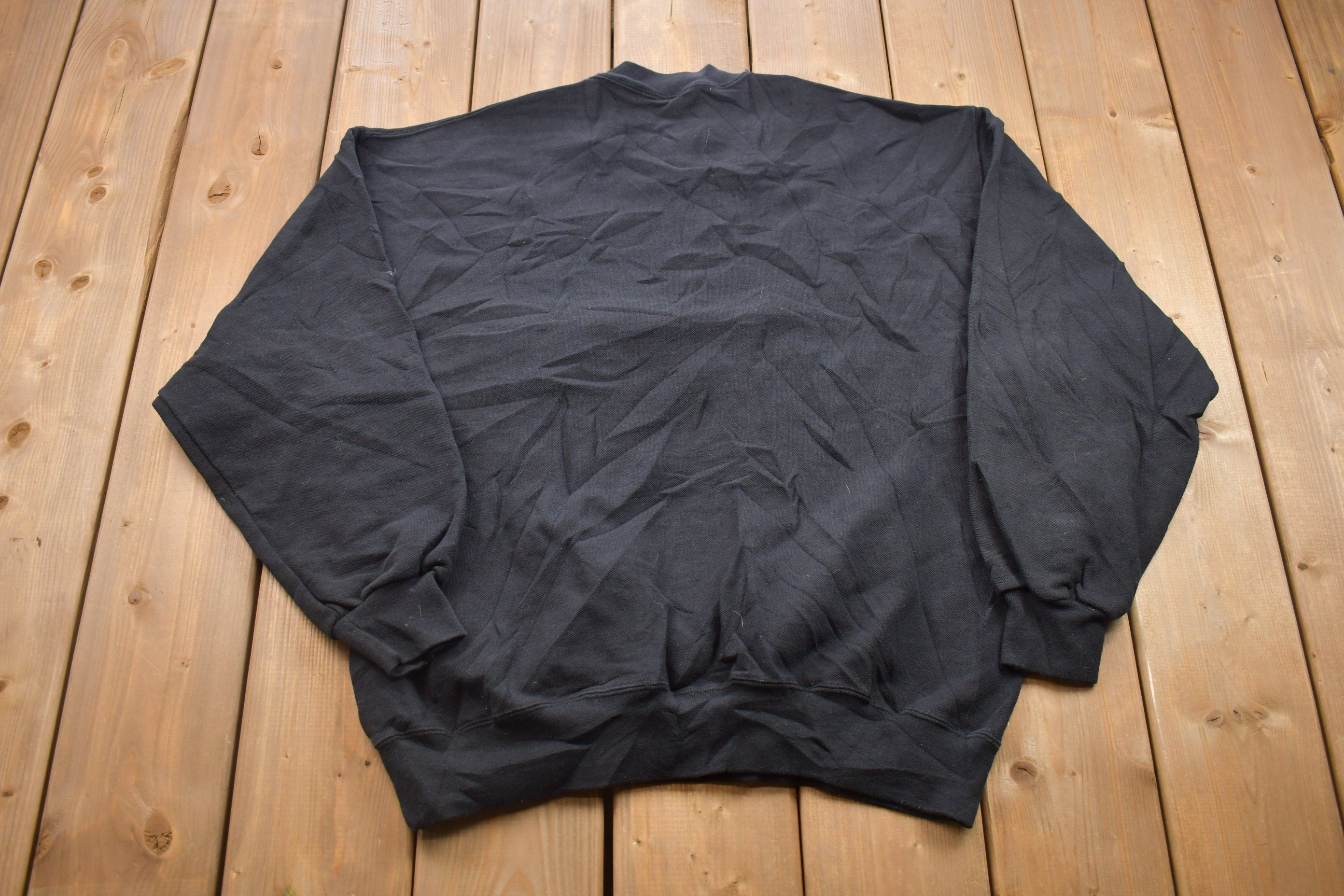 Vintage 1990s Jerzees Blank Black Crewneck Sweatshirt  Hype Vintage  90s Crewneck  Made In USA  Essential  Streetwear  90s Blank