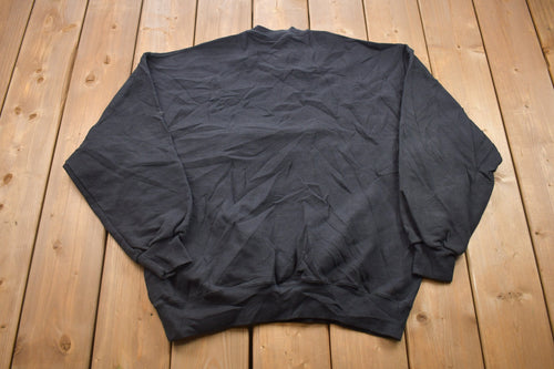 Vintage 1990s Jerzees Blank Black Crewneck Sweatshirt / Hype Vintage / 90s Crewneck / Made In USA / Essential / Streetwear / 90s Blank