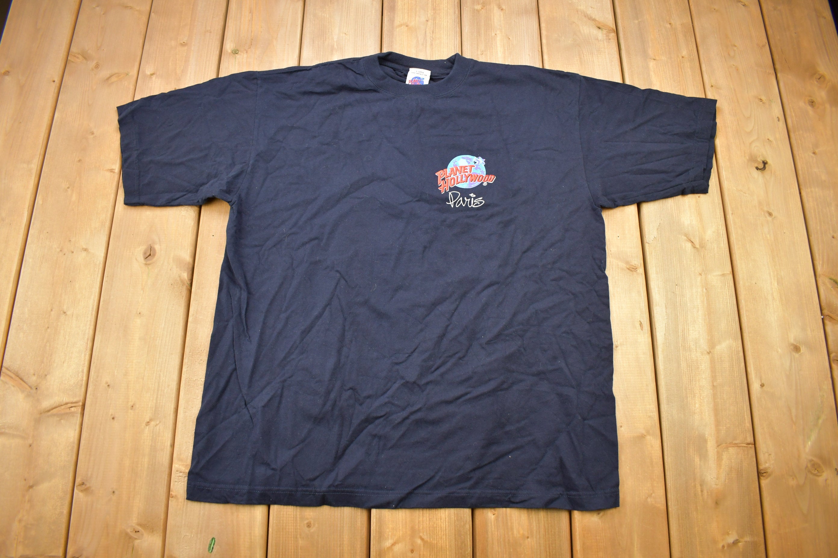 Vintage 1991 Planet Hollywood Paris Souvenir Pocket T Shirt