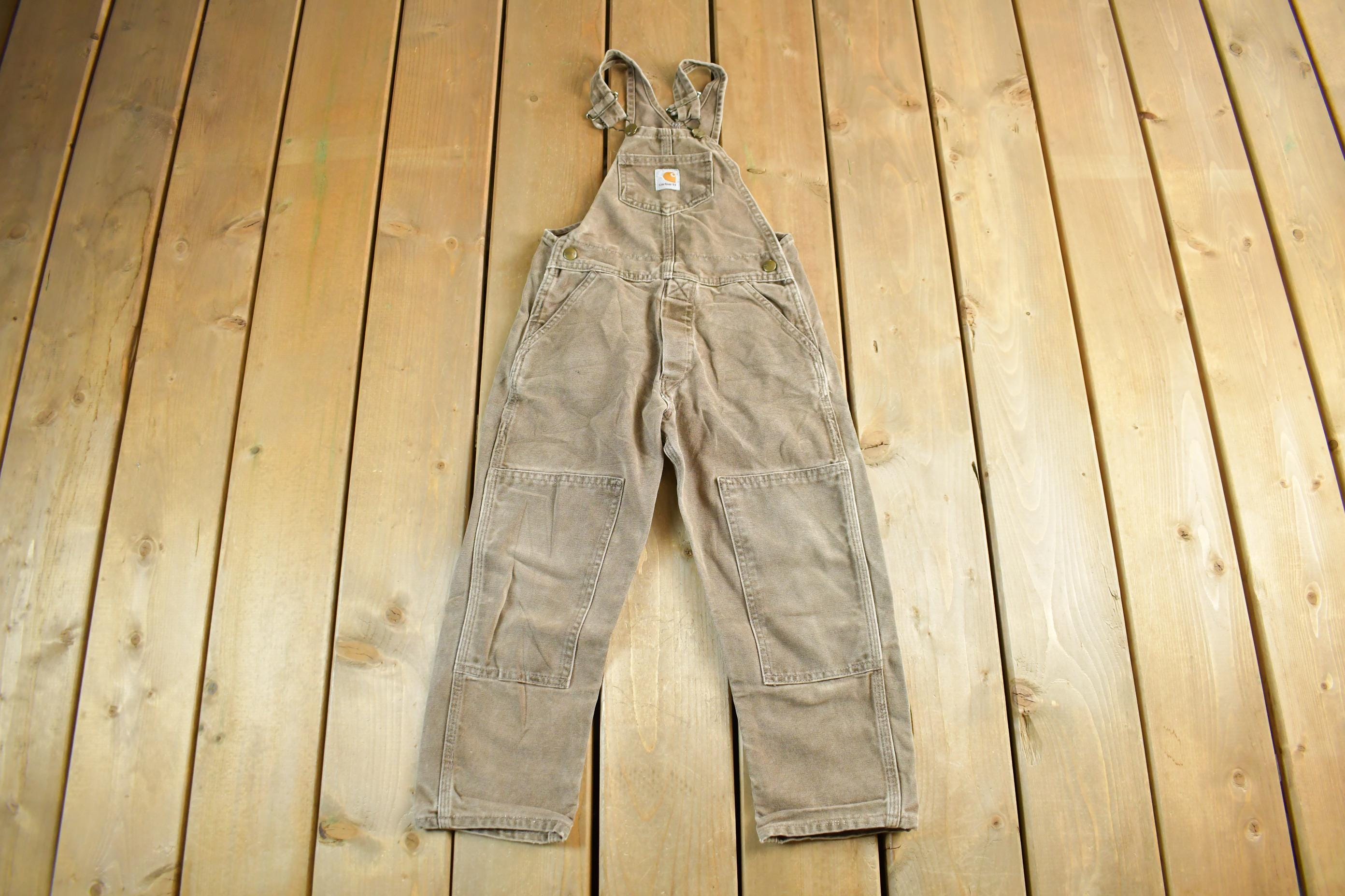 Vintage 1990s Carhartt Youth Size Double Knee Canvas Overalls Size 24 x 18