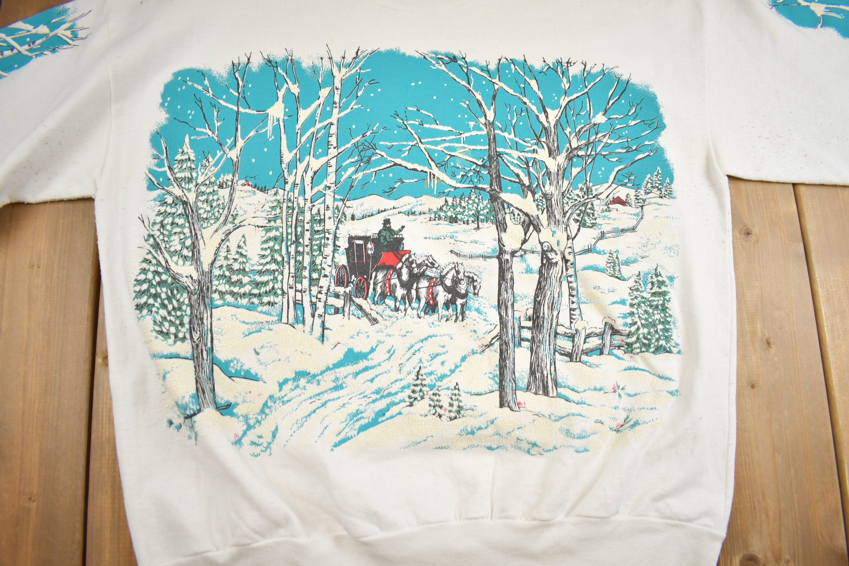 Vintage 1990s Winter Theme All Over Print Crewneck Sweater