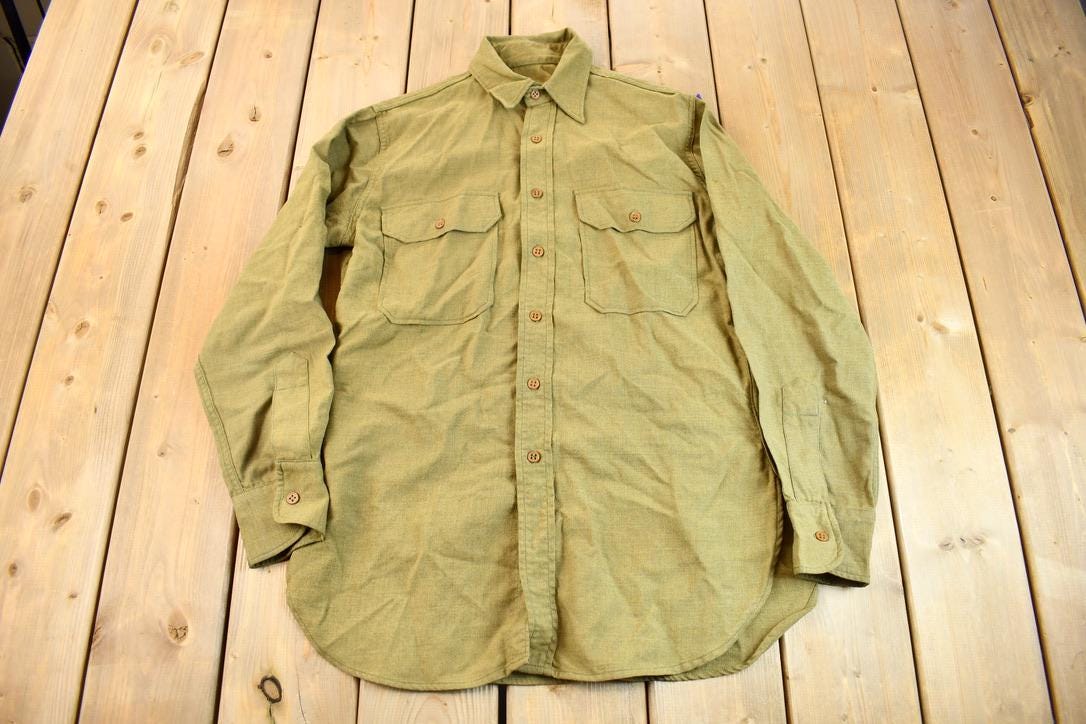 Vintage 1960s OG-107 Military Sateen Shirt